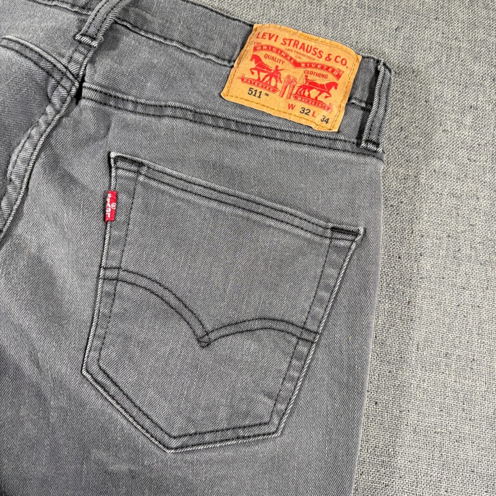 Levi 511 Slim Fit Jeans Mens 32x34 Grey Stretch Denim Pants 511-2316